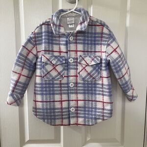Hanna Andersson Faux Wool Felt Plaid Shirt Jacket Shacket Girls Size 100 US 4